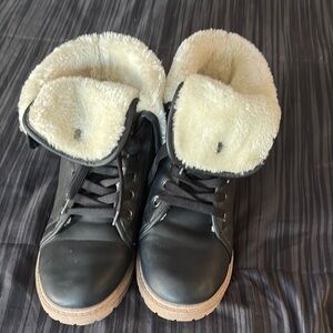 Olivia Miller Black and Cream Winter Boots